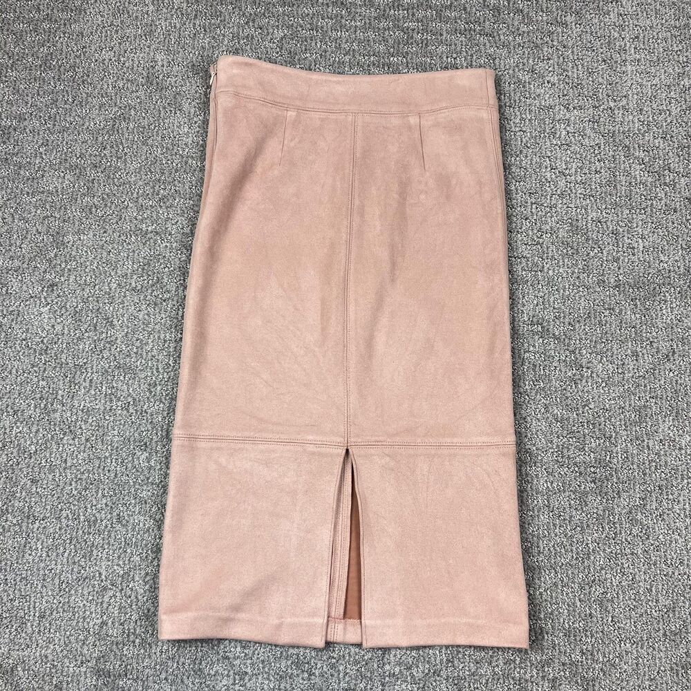 Anthropologie Akemi Kin Skirt Womens 2 Pink Faux Suede Pencil Knee Length - Picture 2 of 9